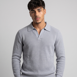 Enzo | Men's Knitted Long Sleeve Open Collar Polo Jumper