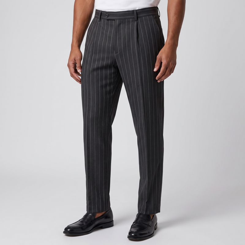 Harris | Men's White Pinstripe Dress Trousers