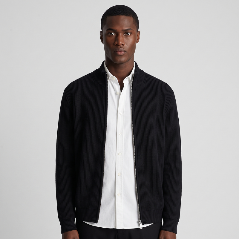 Rupert | Men's Full-Zip Ribbed Jumper Stand Collar