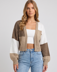 Ismene | Women's Cropped Open Front Cardigan Balloon Sleeve