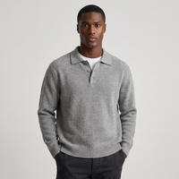 NOLA model wearing ribbed knit polo collar jumper