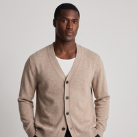 NOLA model wearing V-neck button-down cardigan