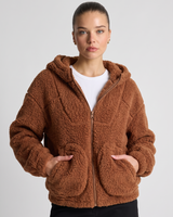 Avalon | Women's Brown Relaxed Fit Zip Up Jacket