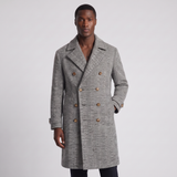Vickery | Men's Herringbone Double Breasted Wool Coat in Grey