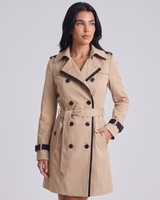 Madeleine | Women's Belted Double-Breasted Trench Coat Beige and Black