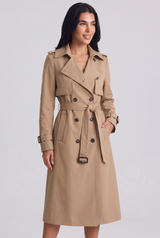Mirabel | Women's Belted Long Trench Coat Double Breasted
