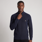 Ruskin | Men's Quarter Zip Ribbed Knit Jumper Stand Collar