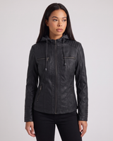 Valentina | Women's Slim Fit Hooded Jacket Beige and Black