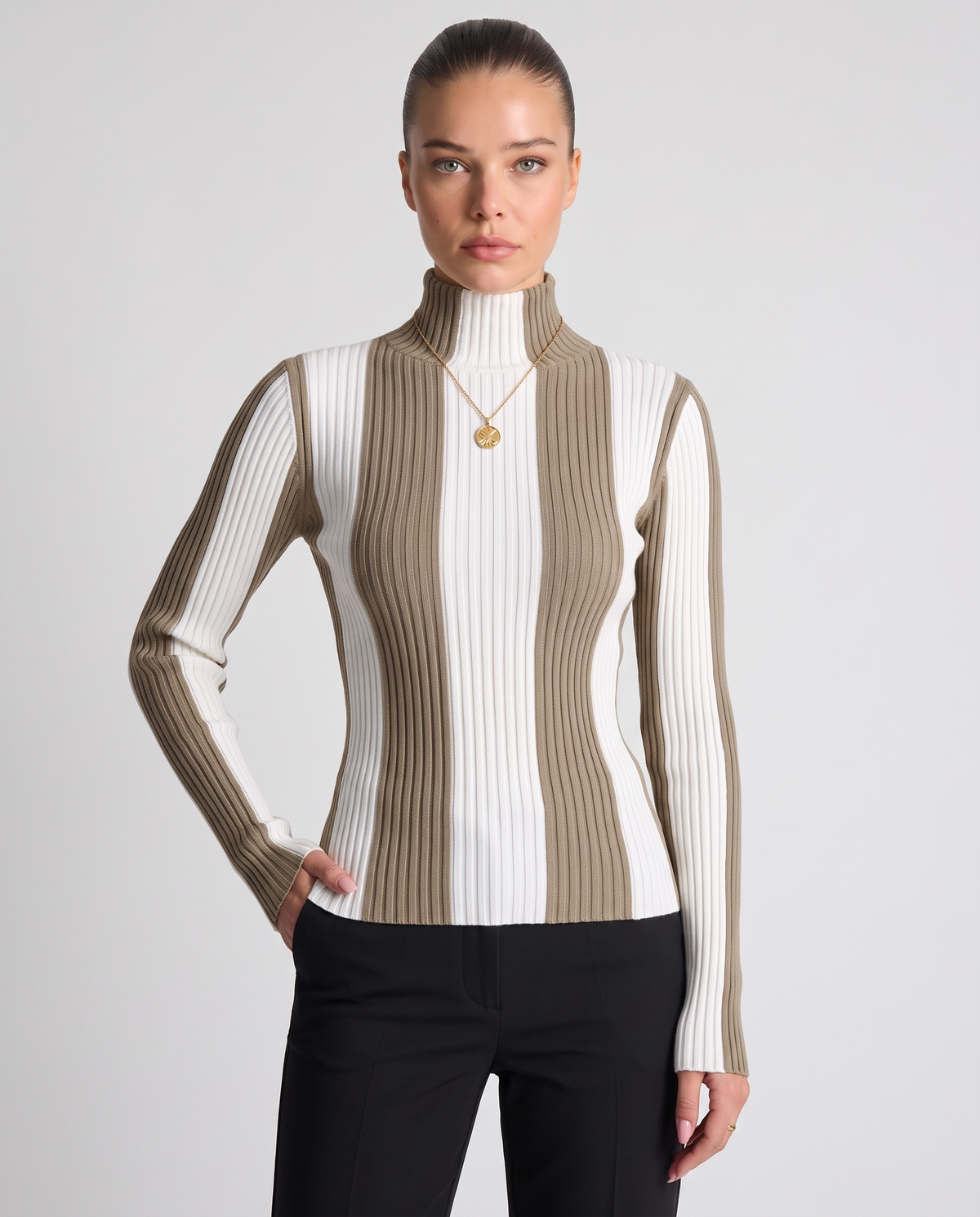 Ilaria Khaki striped jumper
