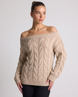 Clarice | Women's Off the Shoulder Cable Knit Jumper