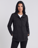 Delphinia | Women's Utility Long Sleeve Jacket in Black and Green