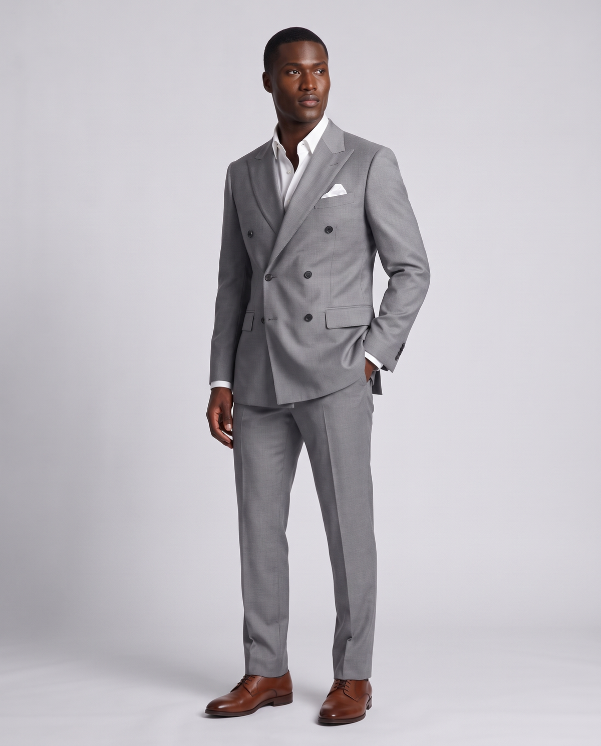 Rashad | Double Breasted Suit Jacket and Trousers Set - Grey