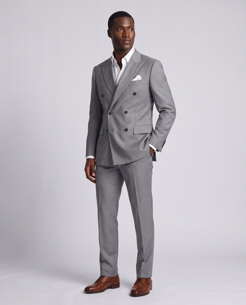 Rashad | Double Breasted Suit Jacket and Trousers Set - Grey
