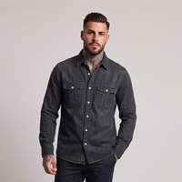 Tennyson denim shirt in Black on model
