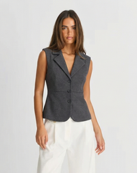Greta | Smart Casual Sleeveless Blazer Grey Fitted Tailored
