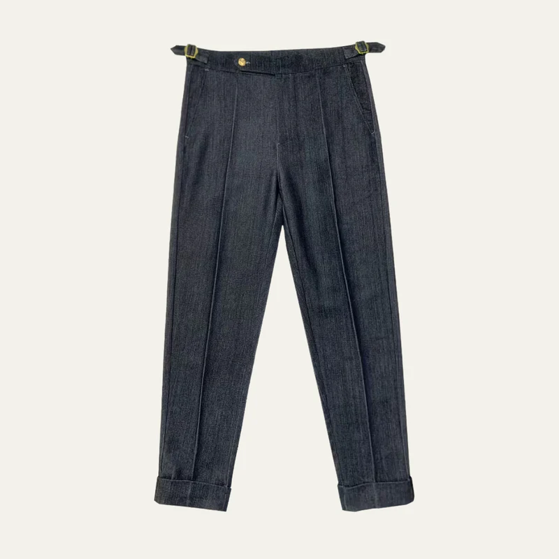 Humphrey | Men's Tailored Straight-Leg Dress Trousers in Navy Blue