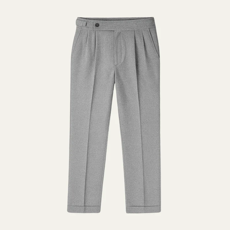 Hunter | Men's High Waisted Pleated Dress Trousers in Silver Grey