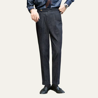 Humphrey | Men's Tailored Straight-Leg Dress Trousers in Navy Blue