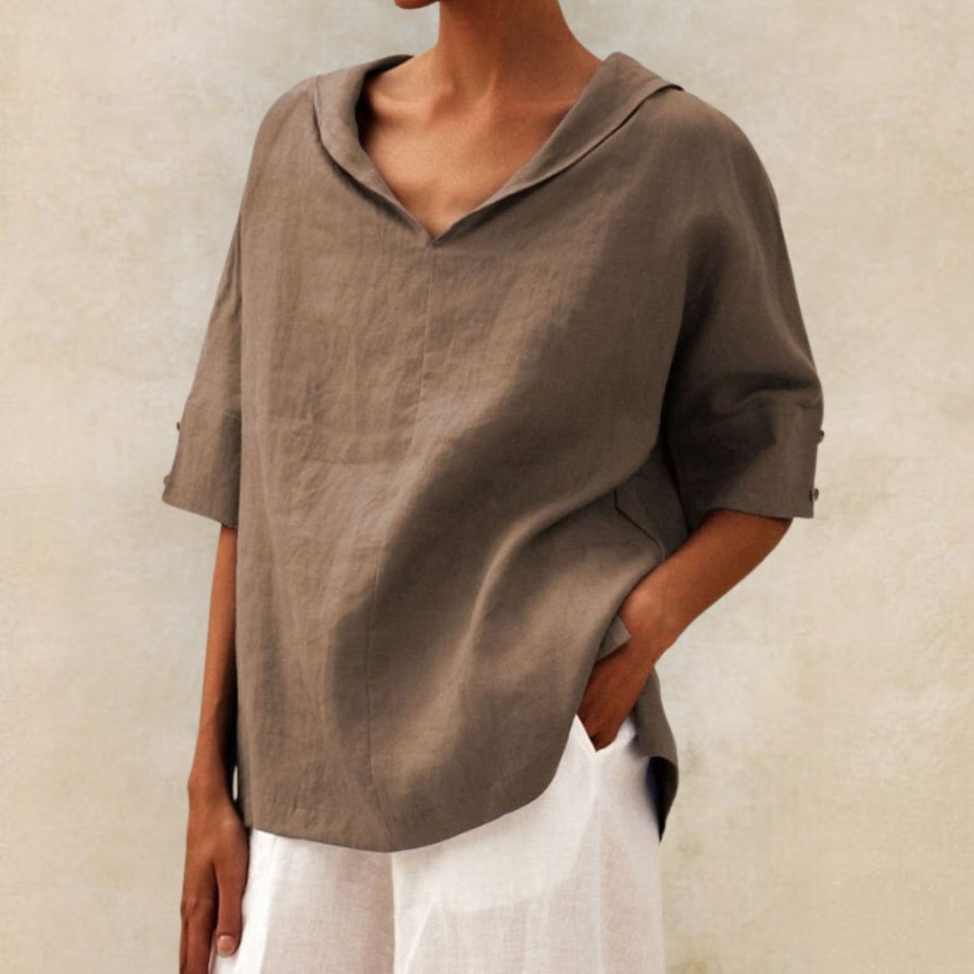 Etta linen blouse in Khaki