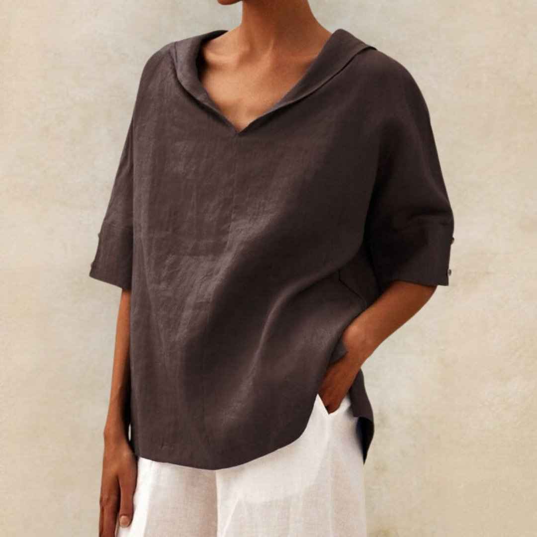 Etta linen blouse in Brown