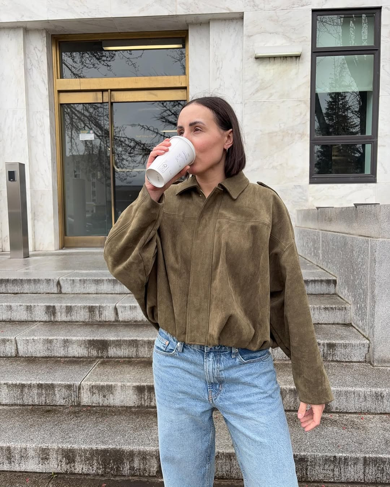 Adriana cropped oversized jacket, fourth view
