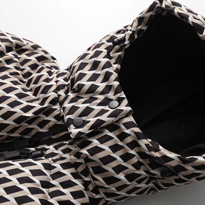 Malvina hooded belted puffer jacket detail view three