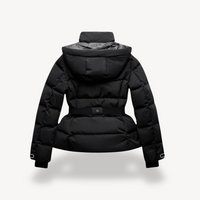 Malvina hooded belted puffer jacket detail view nine