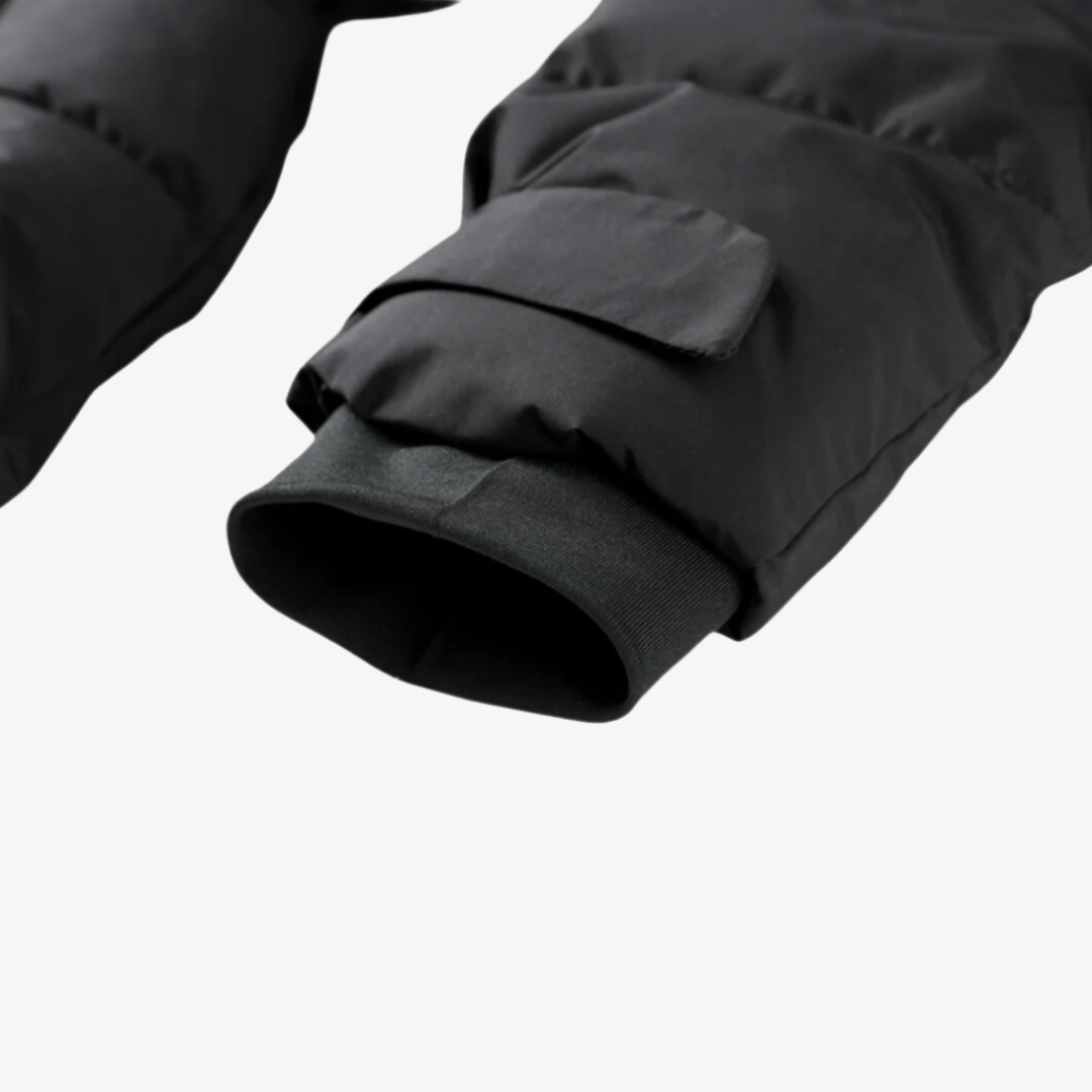 Malvina hooded belted puffer jacket detail view twelve