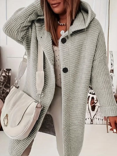 Endellion hooded oversized cardigan in Apricot Grey
