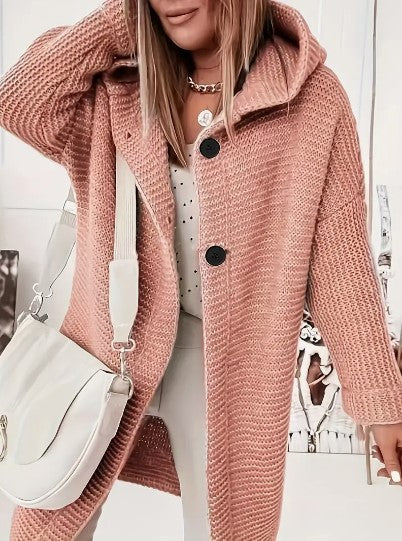 Endellion hooded oversized cardigan in Watermelon Red