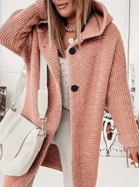 Endellion hooded oversized cardigan in Watermelon Red