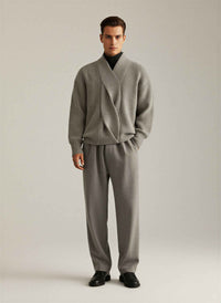 Endicott shawl collar ribbed knit jumper in Khaki