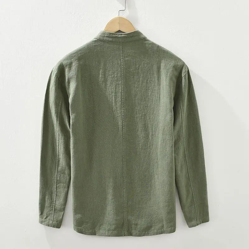 Ingram linen shirt jacket detail view 3