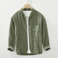 Ingram linen shirt jacket in Sage Green