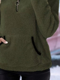 Ingrid women's half-zip fuzzy jumper in Army Green, additional view