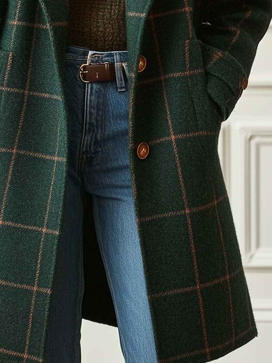 Ffion plaid wool jacket with button front