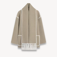Ermine cape front short jacket in Grey