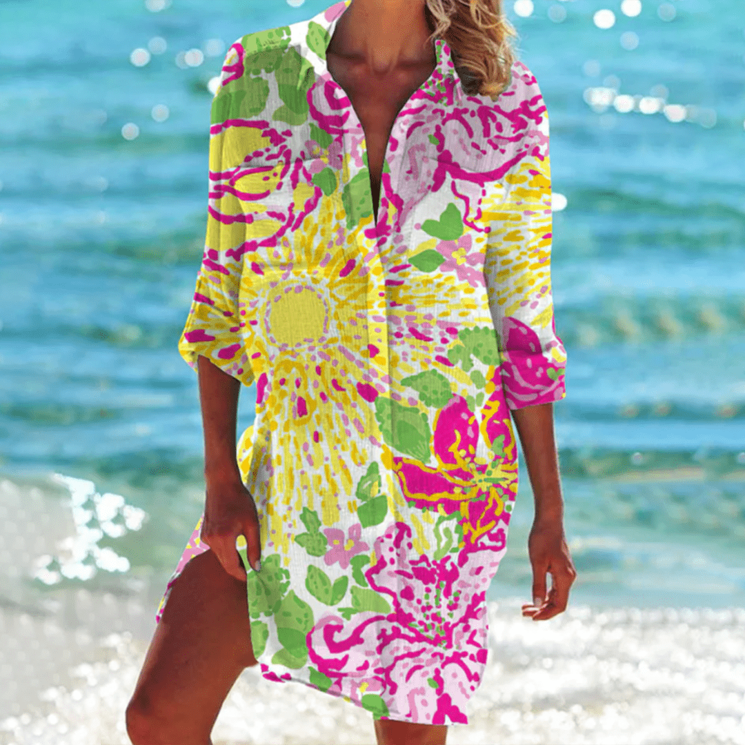 Romilly midi dress in Yellow Flowers