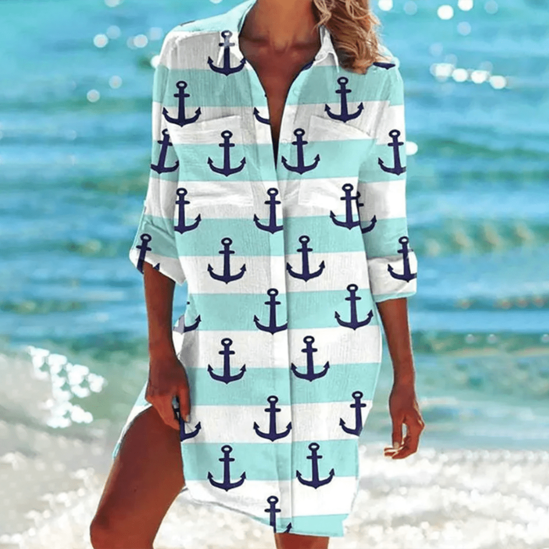 Romilly midi dress in Mint Green Anchor