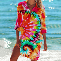 Romilly tie dye beach cover up in Orange Tie Dye