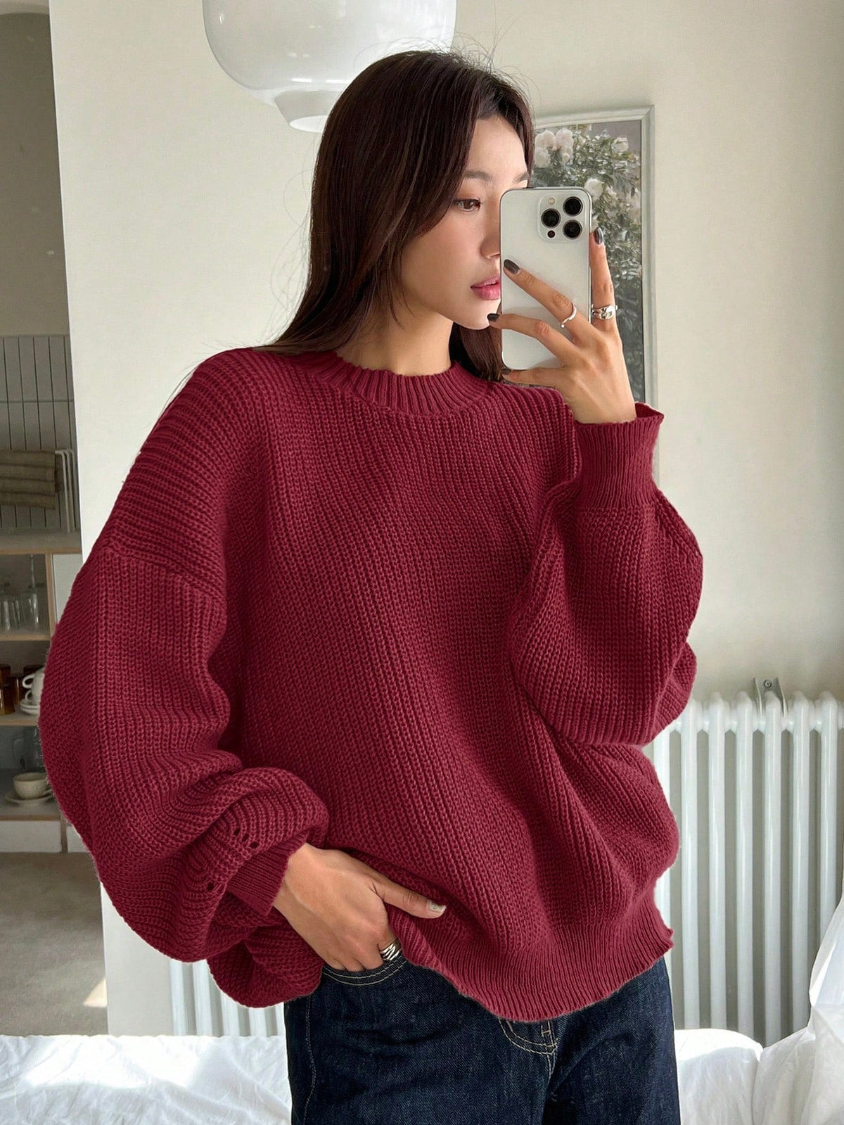 Mireille oversized knit jumper sleeve cuff detail