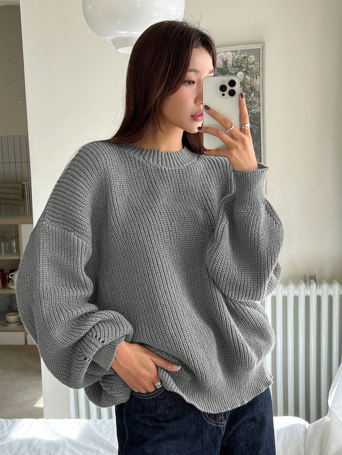 Mireille oversized knit jumper in Grey