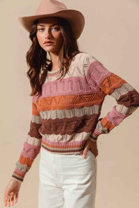 Sylvestra | Women's Multicolour Striped Long Sleeve Jumper