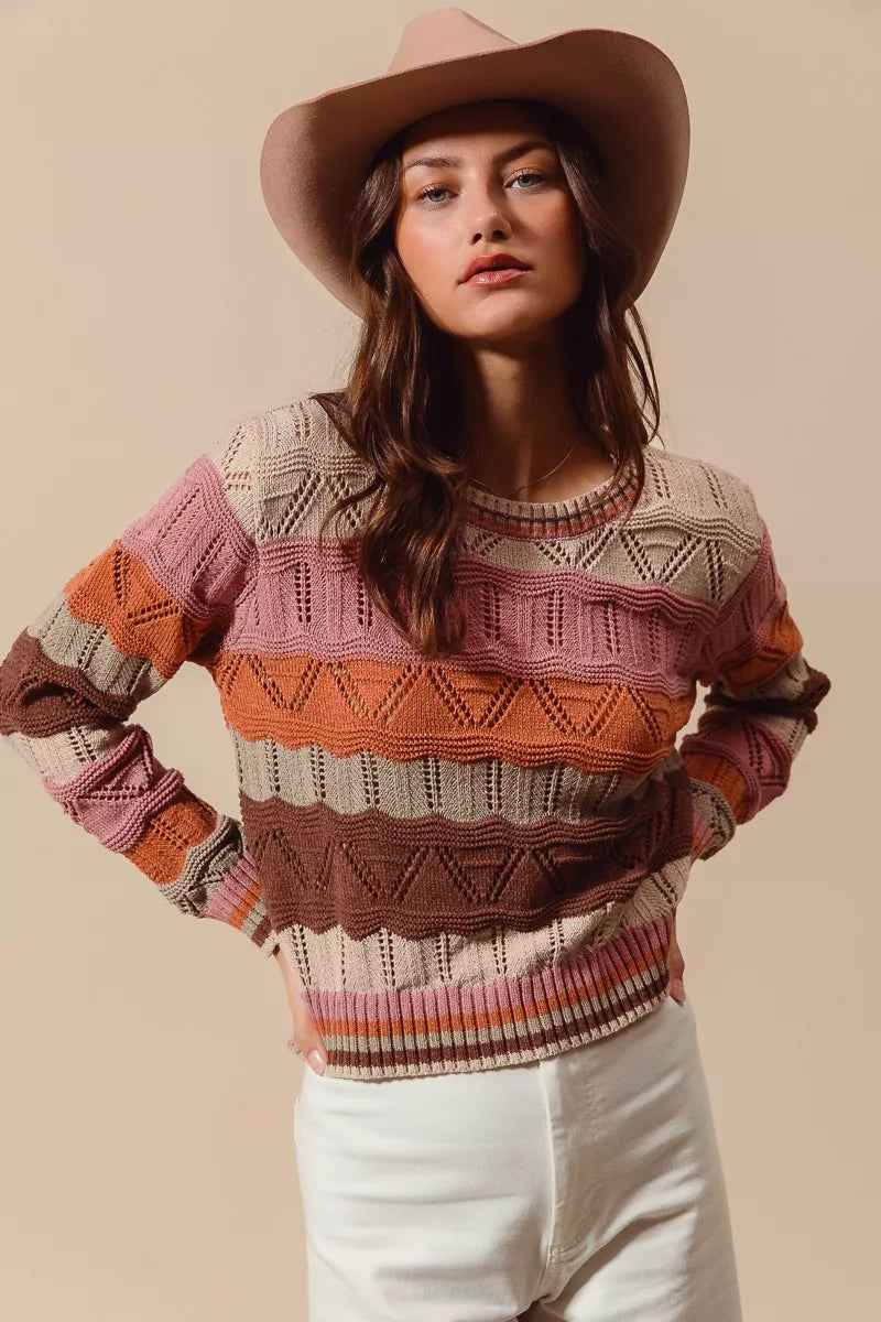 Sylvestra | Women's Multicolour Striped Long Sleeve Jumper