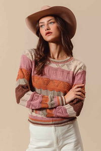 Sylvestra | Women's Multicolour Striped Long Sleeve Jumper