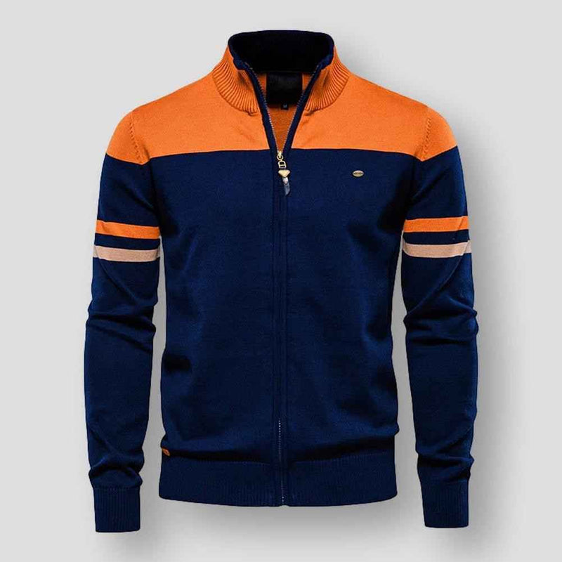 Jocelyn | Men's Zip-Up Colour Block Jacket Striped Sleeves