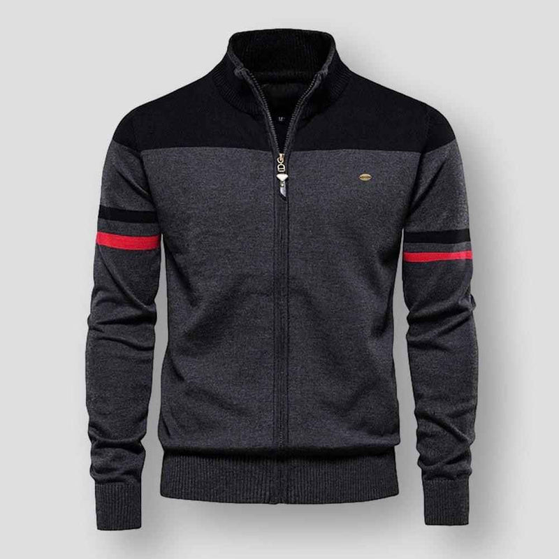 Jocelyn | Men's Zip-Up Colour Block Jacket Striped Sleeves