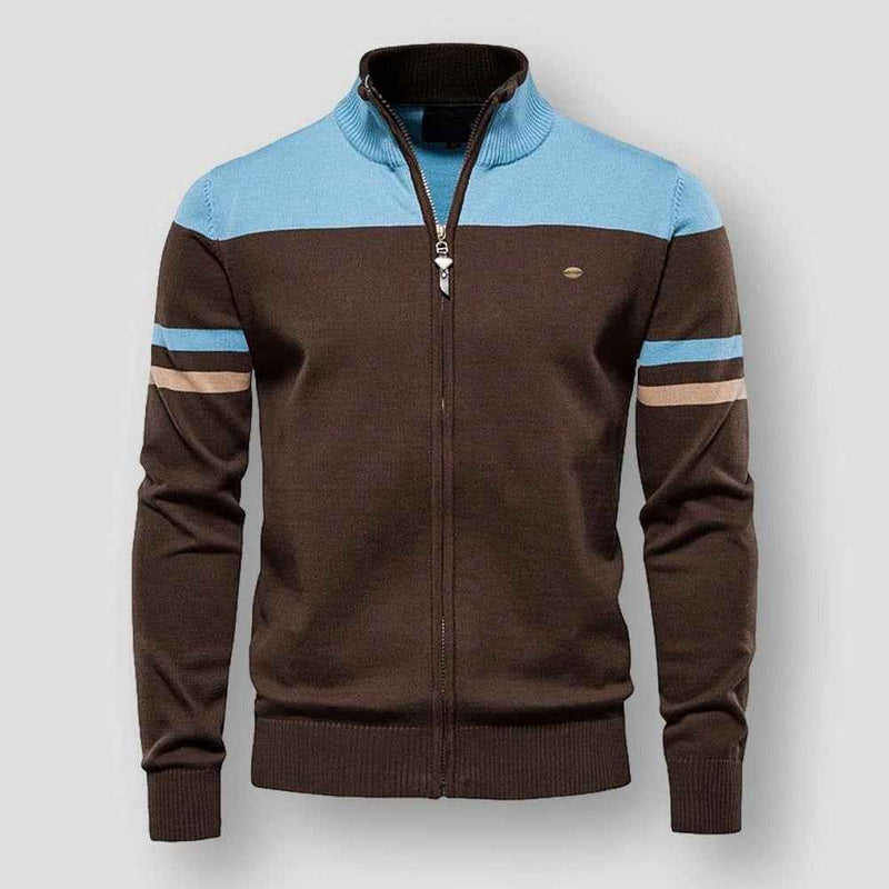 Jocelyn | Men's Zip-Up Colour Block Jacket Striped Sleeves