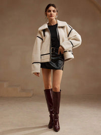 Frederica sherpa coat collar detail