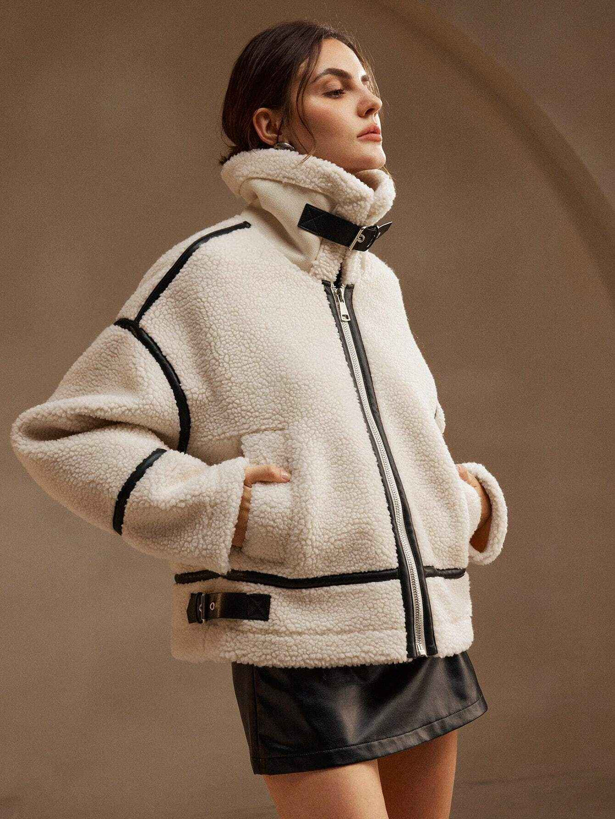 Frederica | Women's White Oversized Sherpa Coat